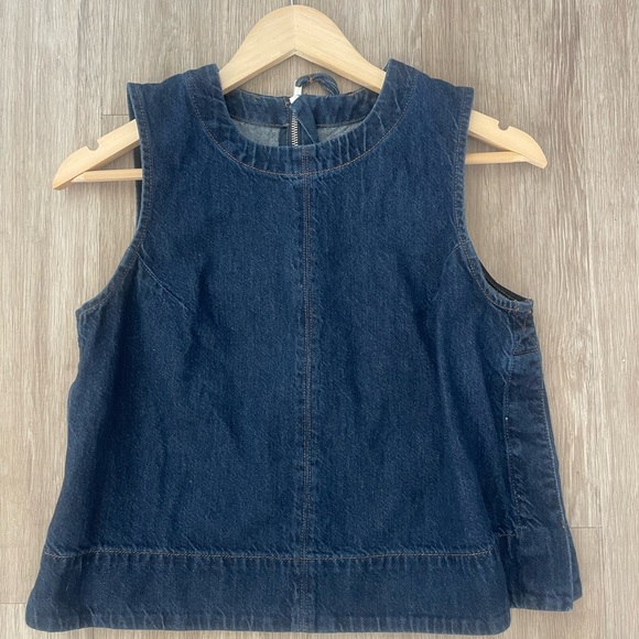 Madewell Boxy Denim Shell Top Medium sz 8 - Picture 2 of 8